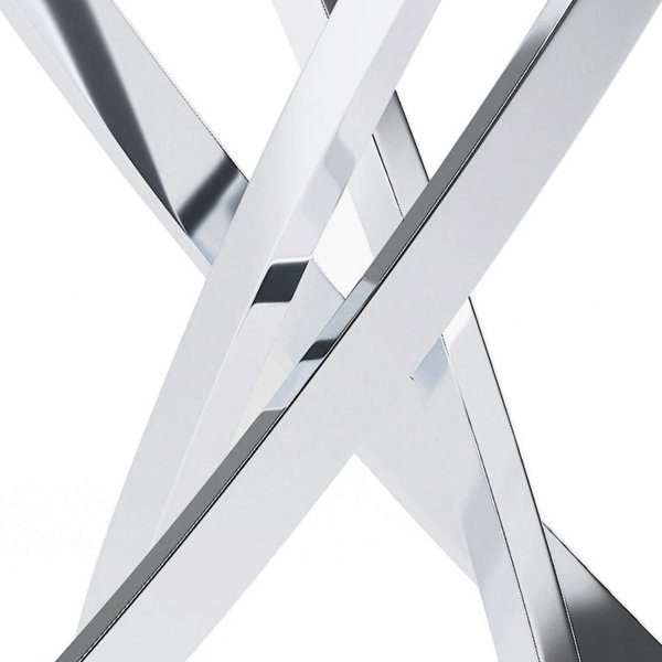 Orren Ellis Magallanes Glass Top Cross Legs End Table & Reviews Wayfair